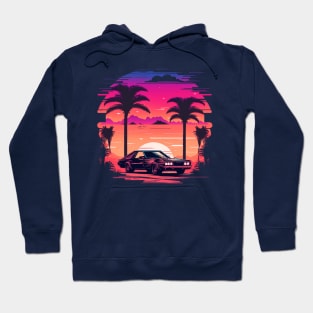 Retro Car in Synthwave Style Hoodie